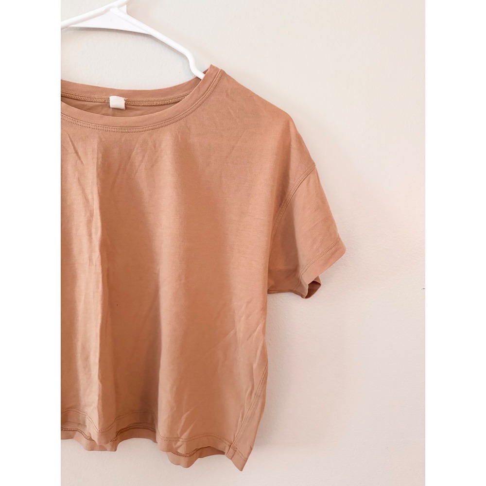 Lululemon Cates T-Shirt Copper Clay Tan Relaxed Fit Crop Top Size 4 - Picture 3 of 6